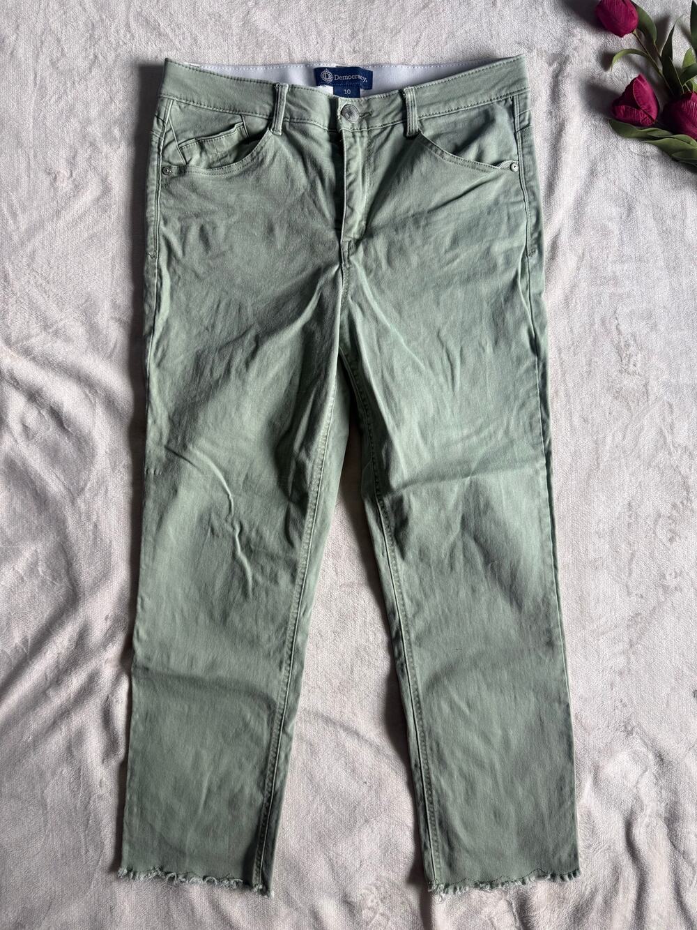 Democracy Sage Green "ab"solution Fray Hem Cropped Jegging Size 10